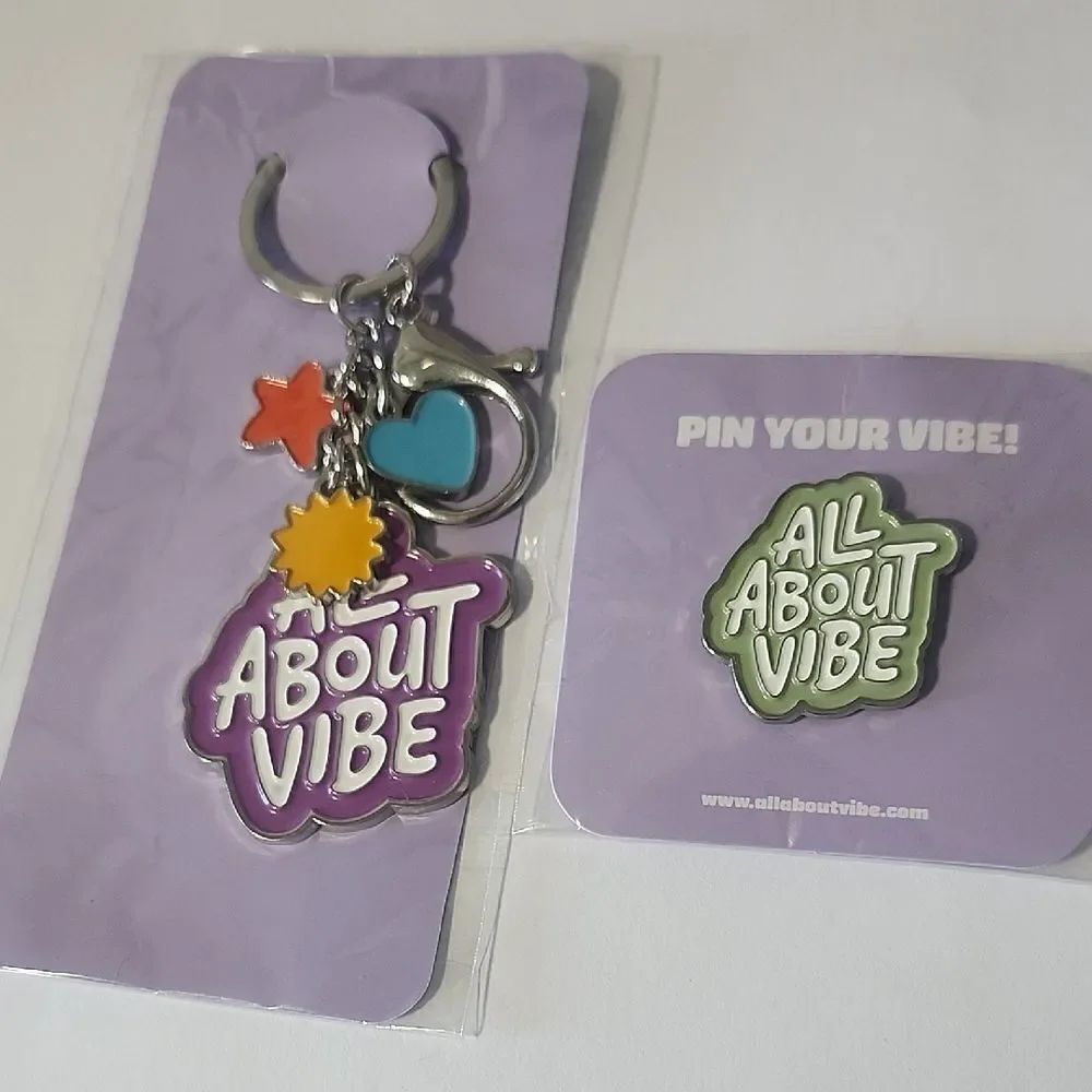 All About Vibe Keychain and Pin Set